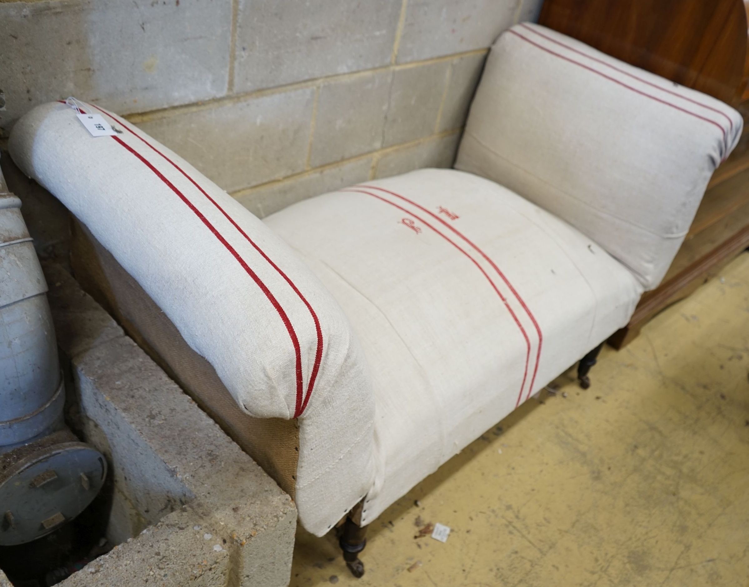 A 19th century drop-end window seat / daybed, width 144cm depth 66cm height 78cm